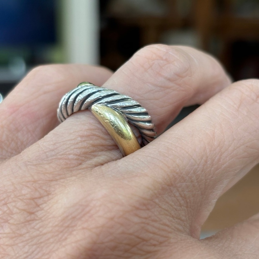 Silver and Gold Twisted Rope Ring